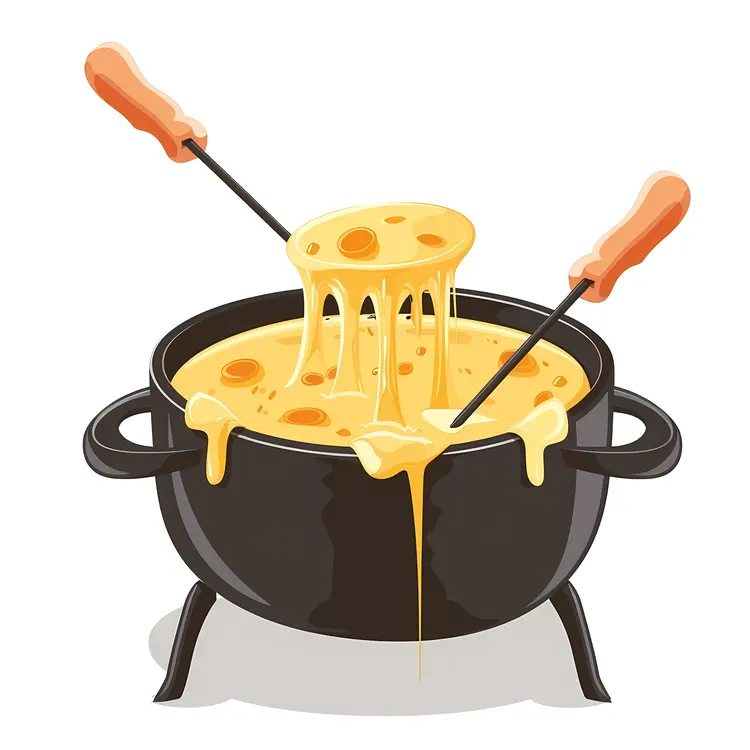 Cheese Fondue in Black Pot