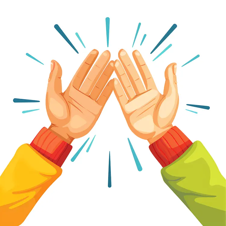 High Five with Blue and Yellow Sleeves