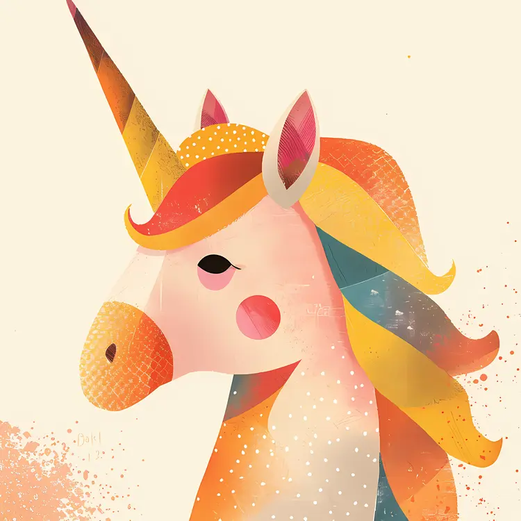Rainbow Unicorn with Blush Cheeks