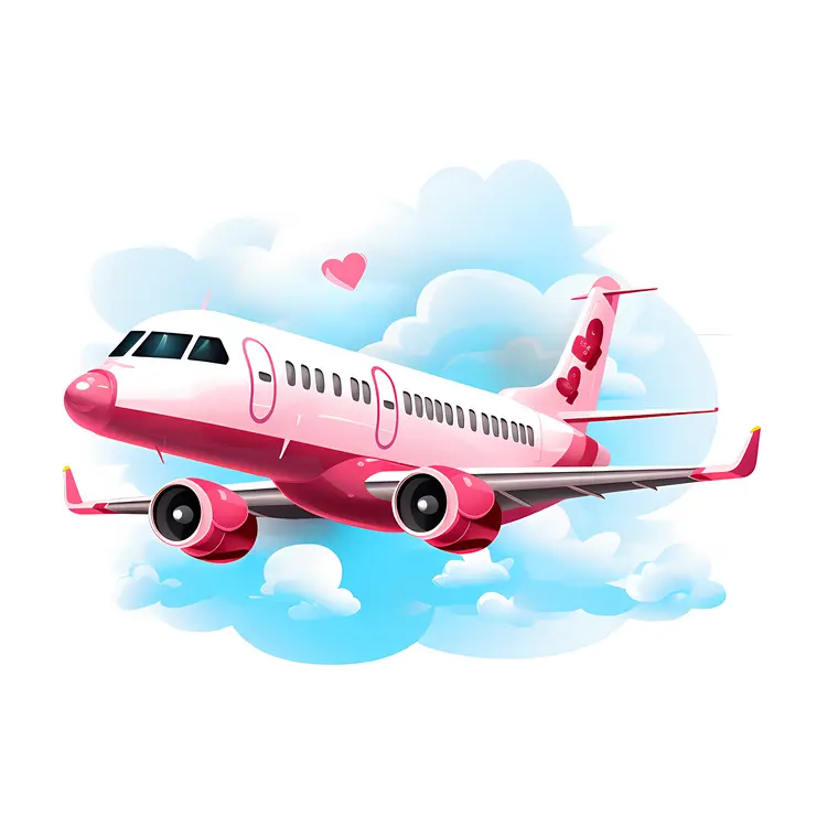 Pink and White Airplane with Heart for Valentine's Day