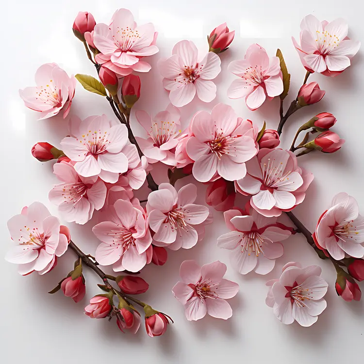 Pink Cherry Blossoms with Buds