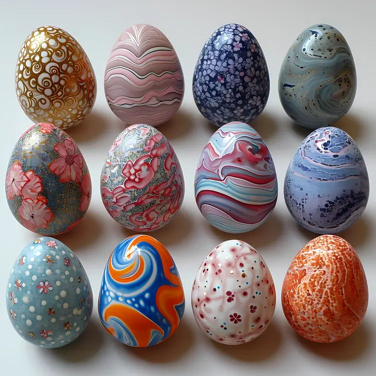 Colorful Decorated Eggs for Easter