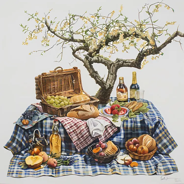 Picnic with Wine and Bread