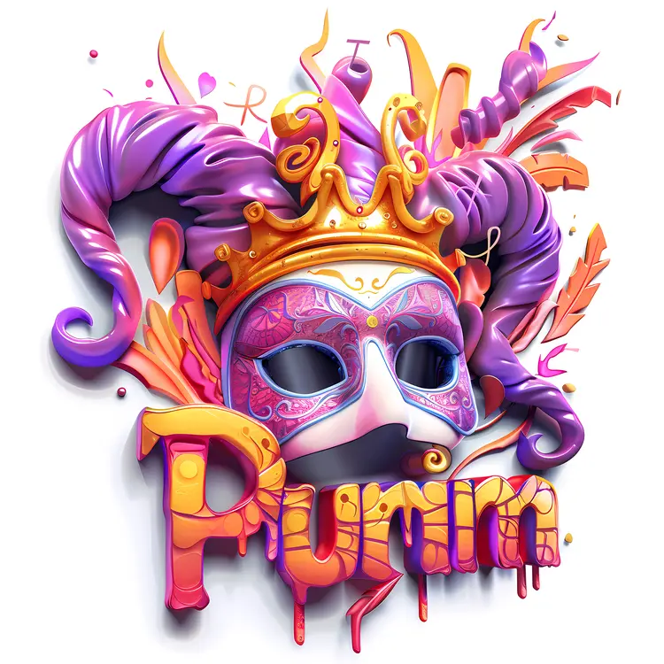 Purim Festival with Mask and Crown