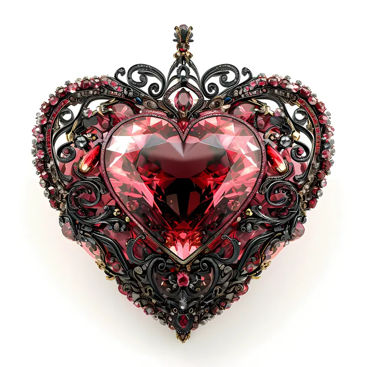 Ornate Red Heart Gemstone Pendant