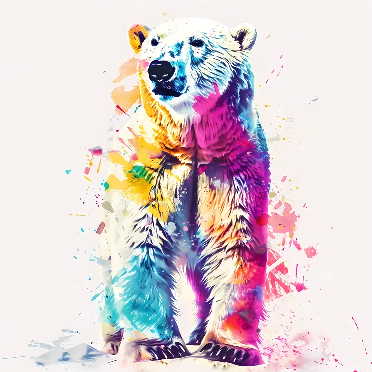 Colorful Standing Polar Bear Illustration