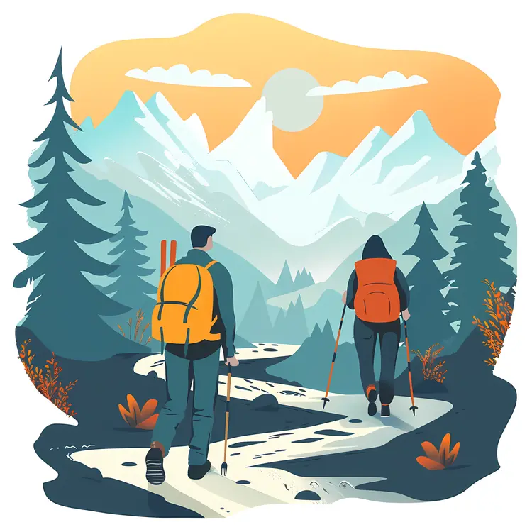 Hikers in Mountain Landscape