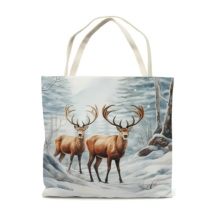 Winter Forest Deer Tote Bag
