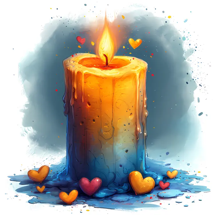 Colorful Candle with Hearts