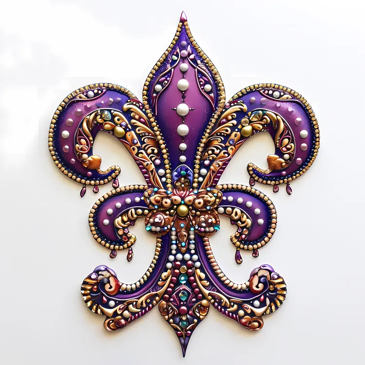 Purple Bejeweled Fleur-de-lis Symbol