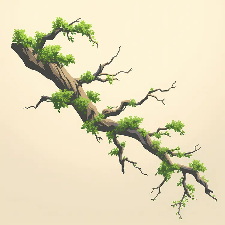 Tree Branch with Green Leaves