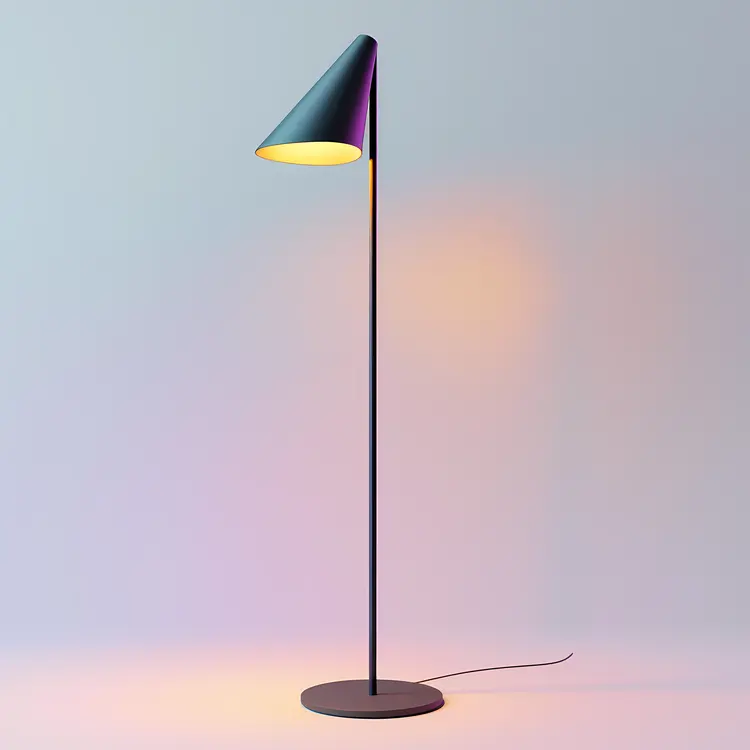 Black Floor Lamp with Yellow Light