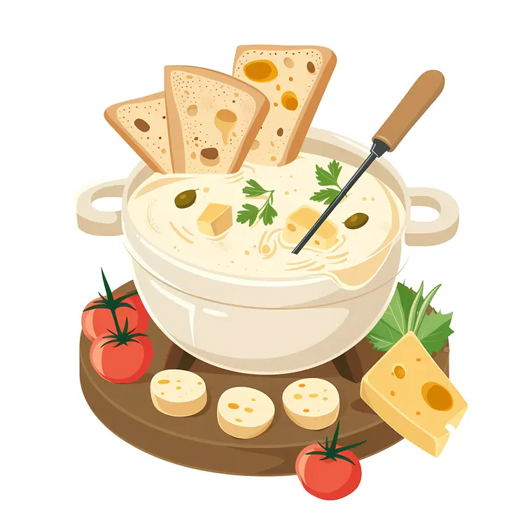 Cheese Fondue with Bread and Cheese