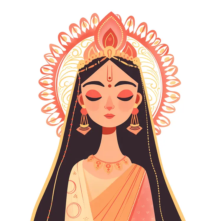 Serene Woman Portrait with Traditional Headpiece
