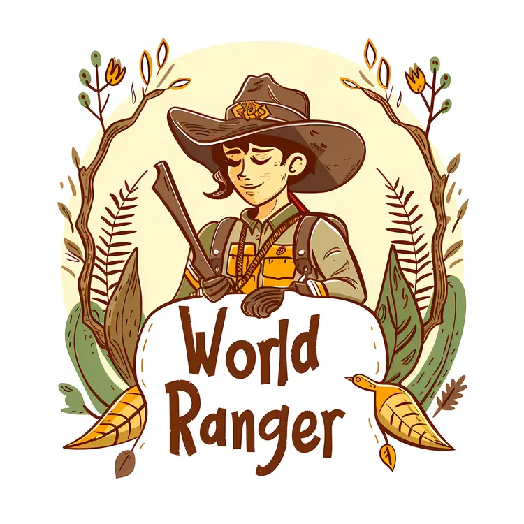 World Ranger Illustration with Hat and Gun