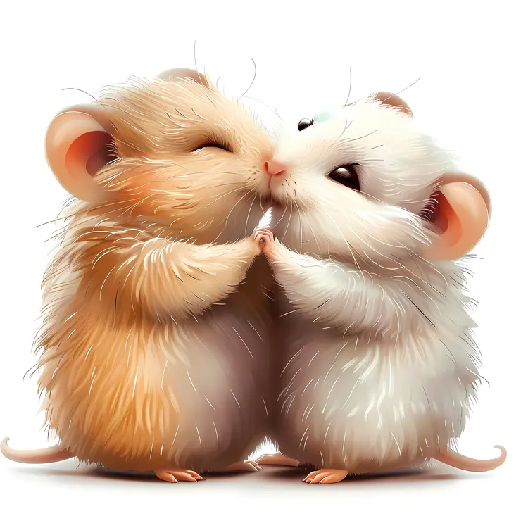 Cute Cartoon Mice Kissing