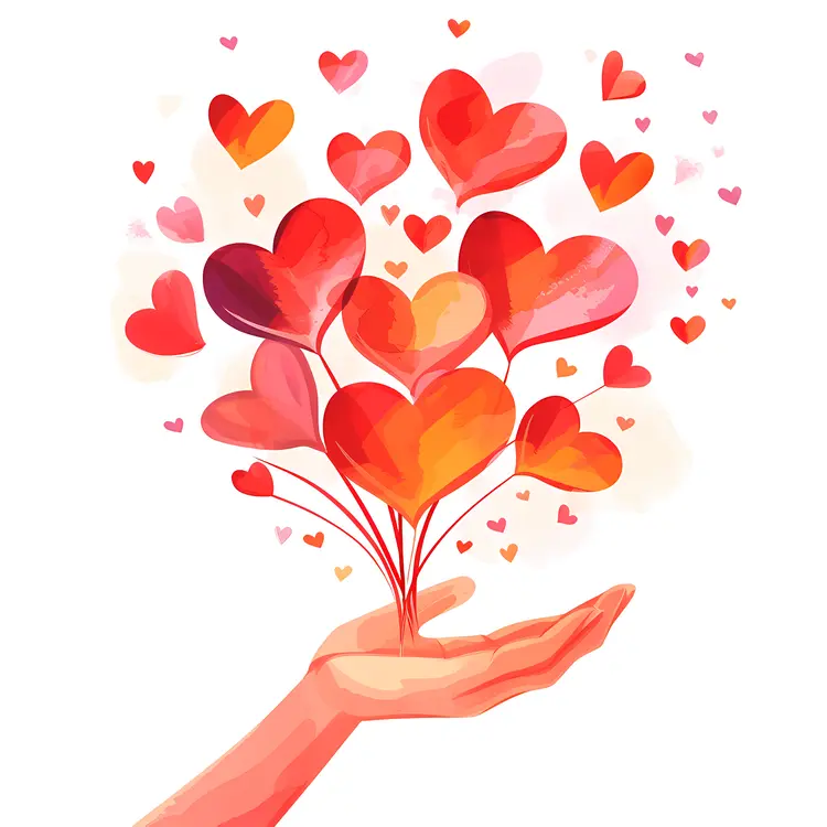 Hand Holding Hearts Illustration