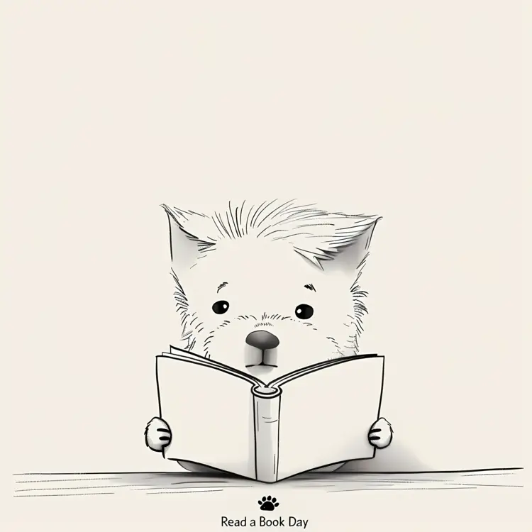 Adorable Dog Reading a Book