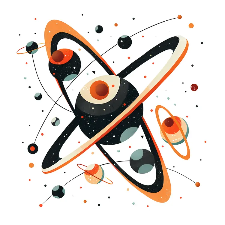 Abstract Atoms and Orbits Illustration