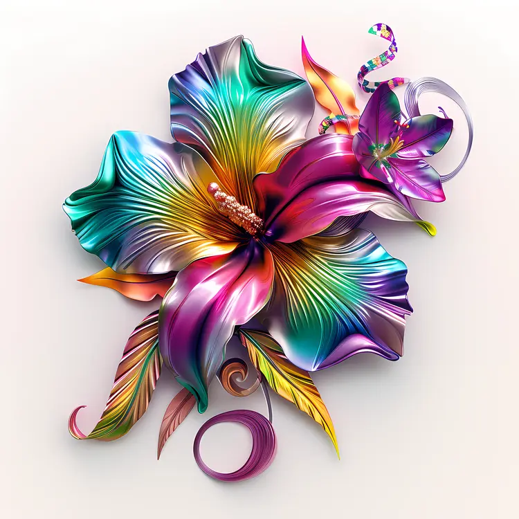 Vibrant Colorful Flower with Petals and Leaves