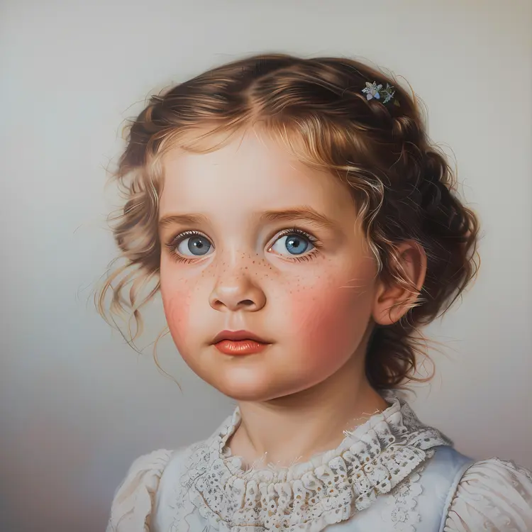 Portrait of a Little Girl with Curly Hair