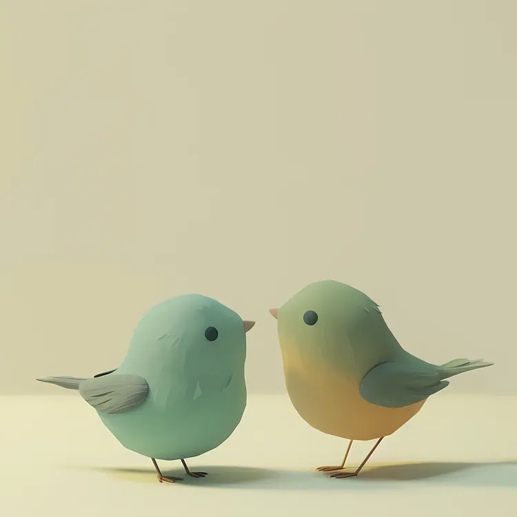 Charming Cartoon Birds in Soft Tones
