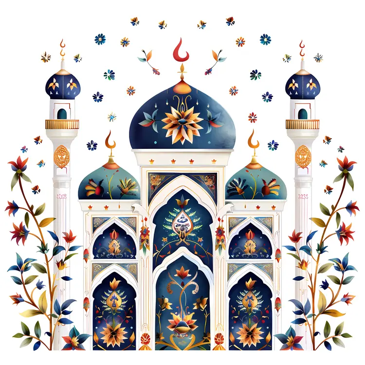 Colorful Floral Decorated Mosque