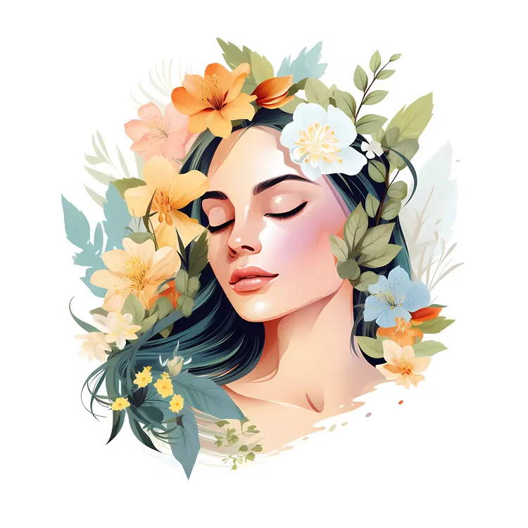 Woman with Floral Surroundings