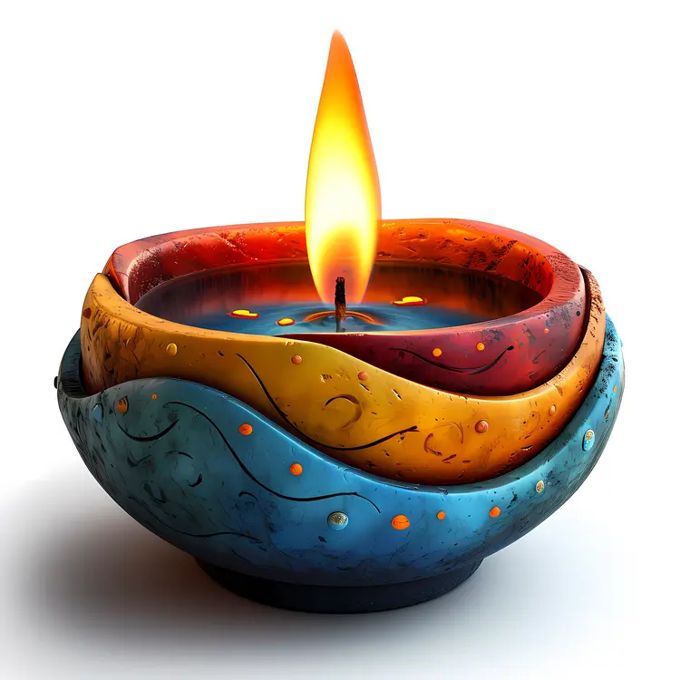 Stacked Colorful Candles in Decorative Bowls