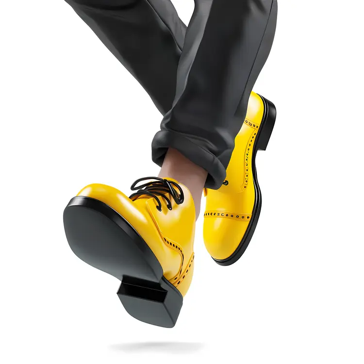 Bright Yellow Formal Shoes in Motion