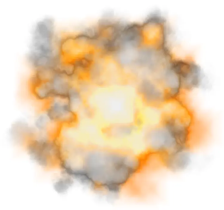 Fiery Explosion with Smoke