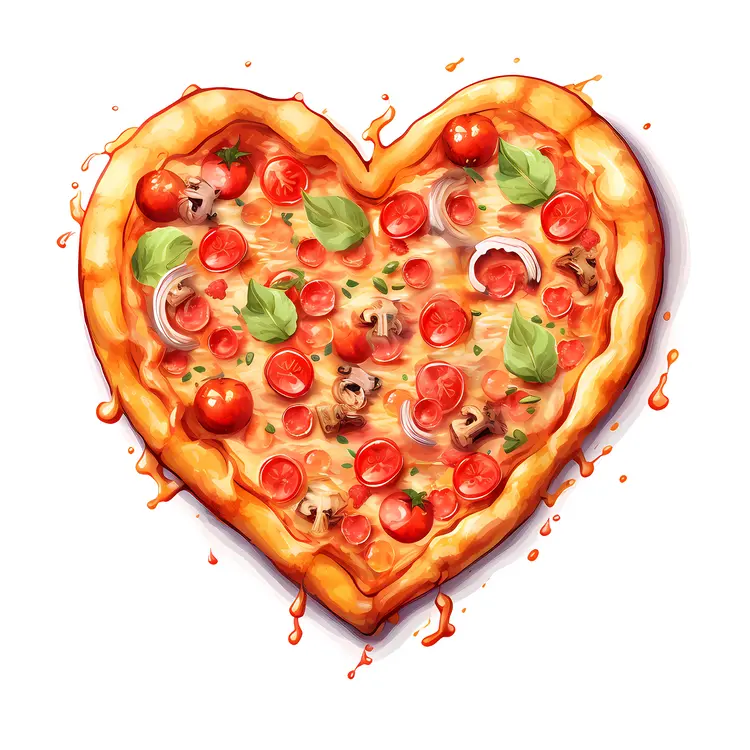Heart-Shaped Pizza with Tomatoes and Basil