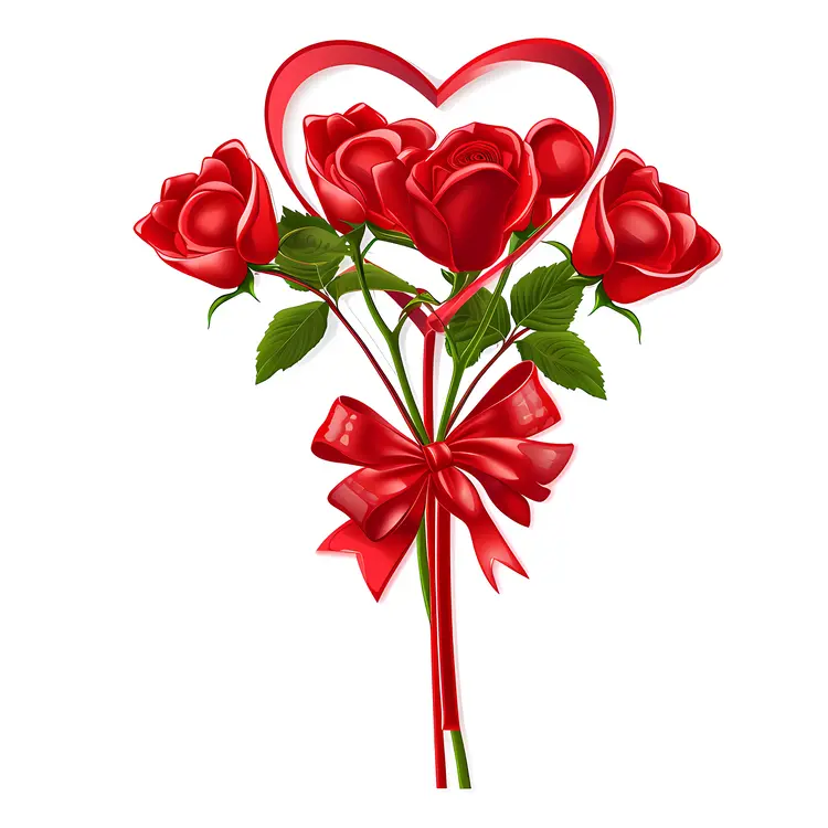 Elegant Bouquet of Red Roses with Ribbon