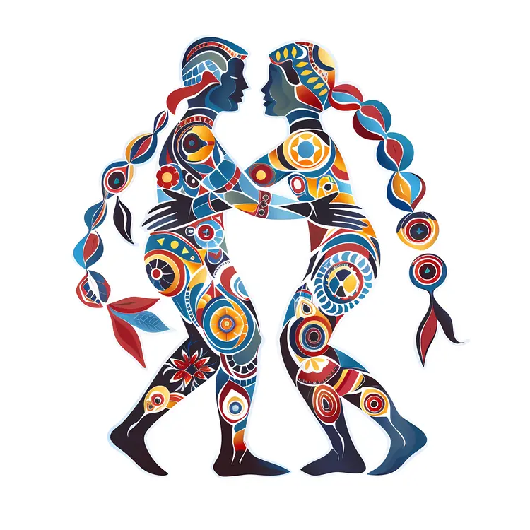 Colorful Dancing Figures in Patterns