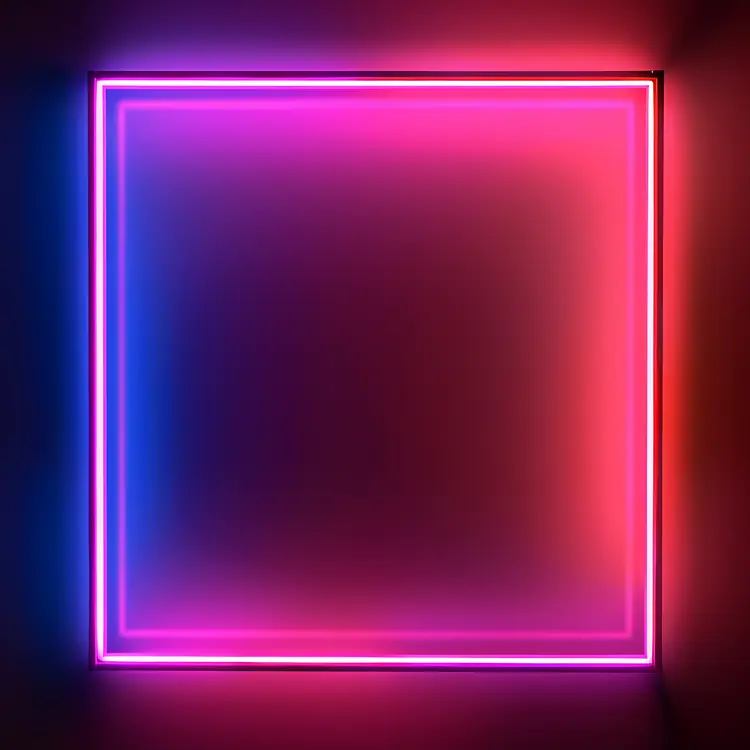 Neon Square Frame with Pink and Blue Glow