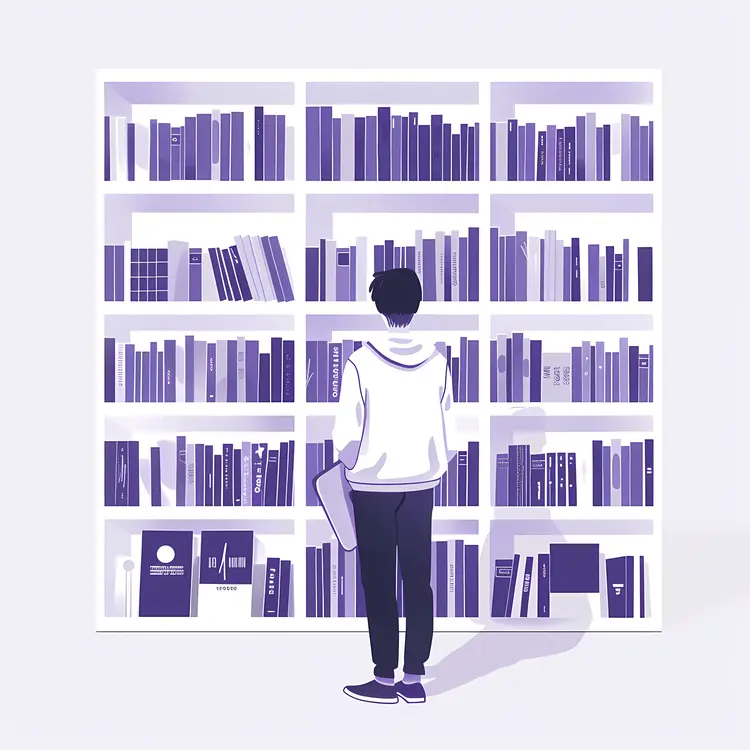 Person Reading in Library