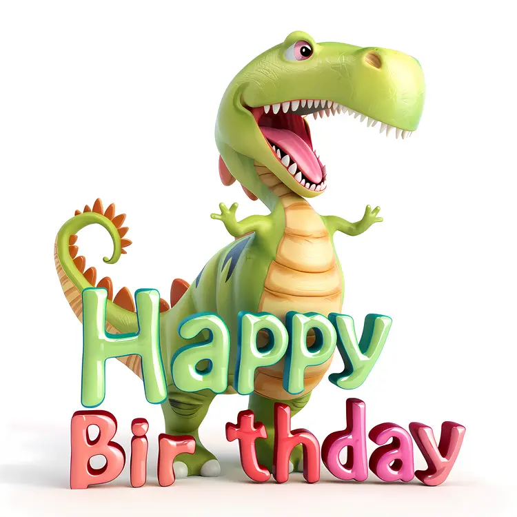 Happy Birthday T-Rex with Colorful Letters