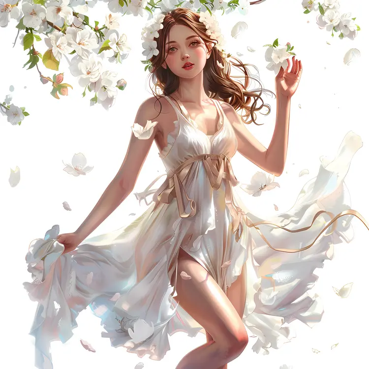 Woman in White Floral Dress