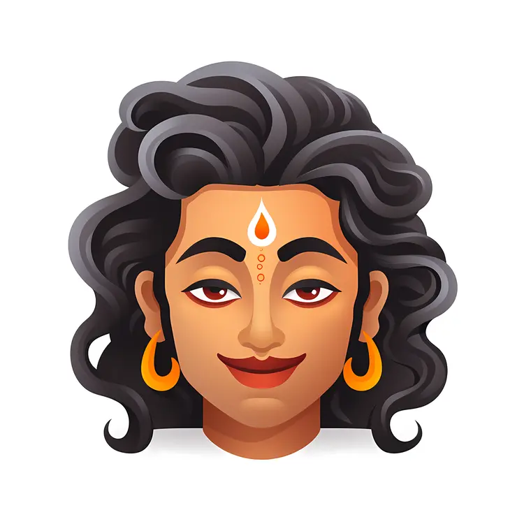 Deity Illustration with Flowing Hair