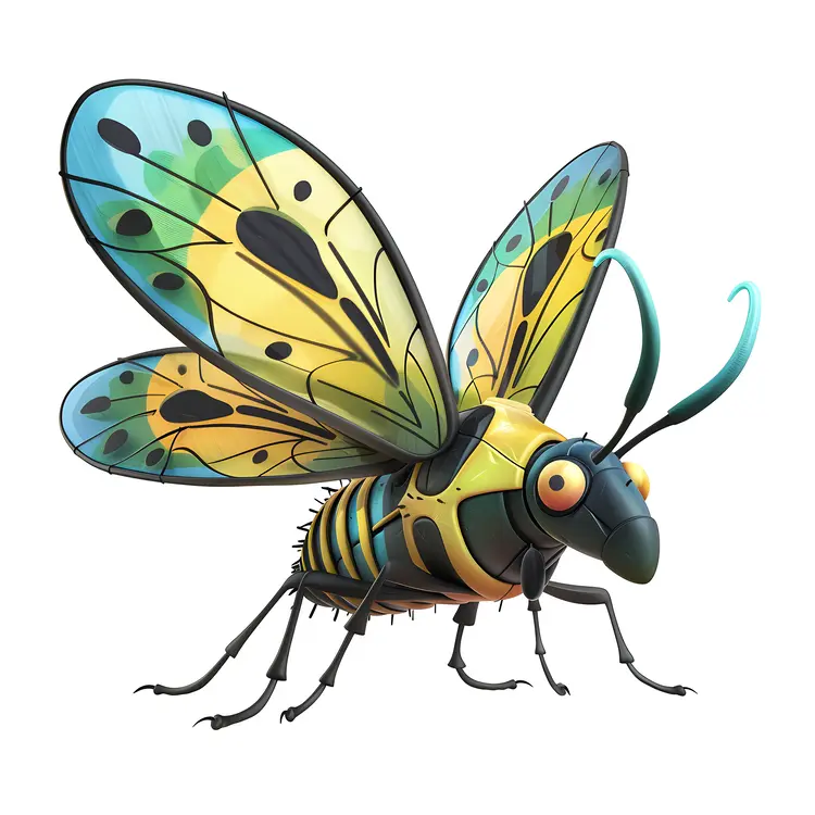 Colorful Cartoon Insect with Wings