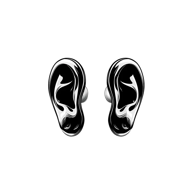 Black and White Ear Illustration