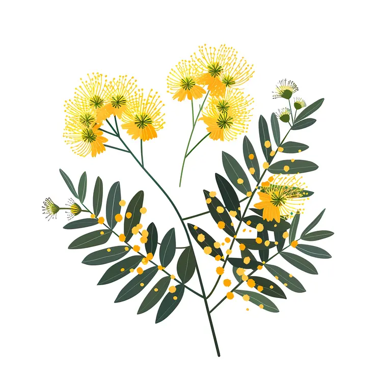 Yellow Flowers with Green Leaves