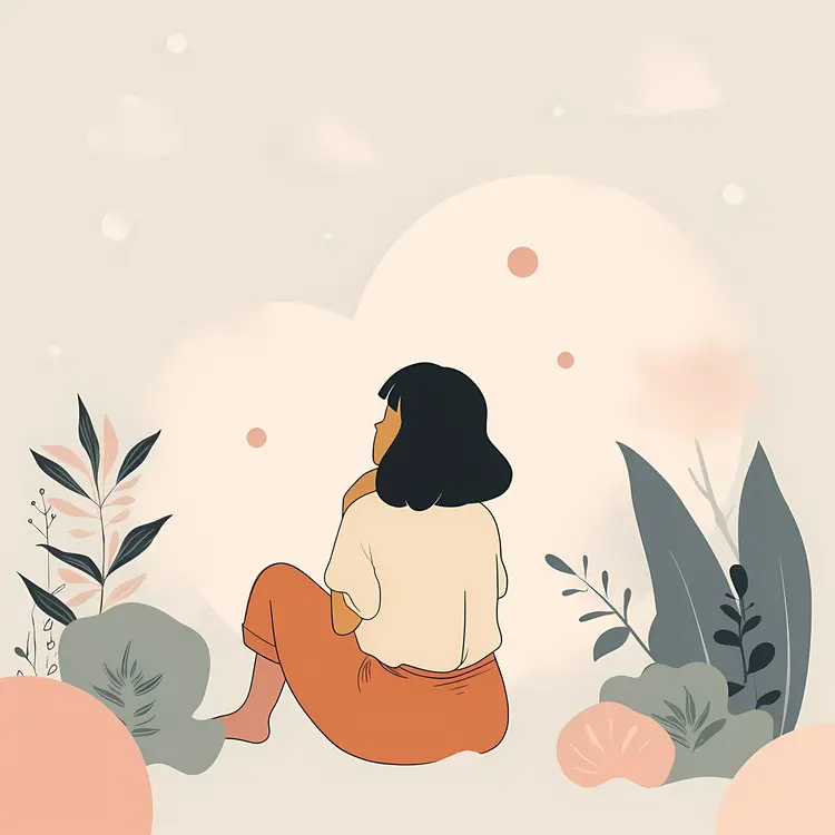 Girl Sitting in Nature Illustration