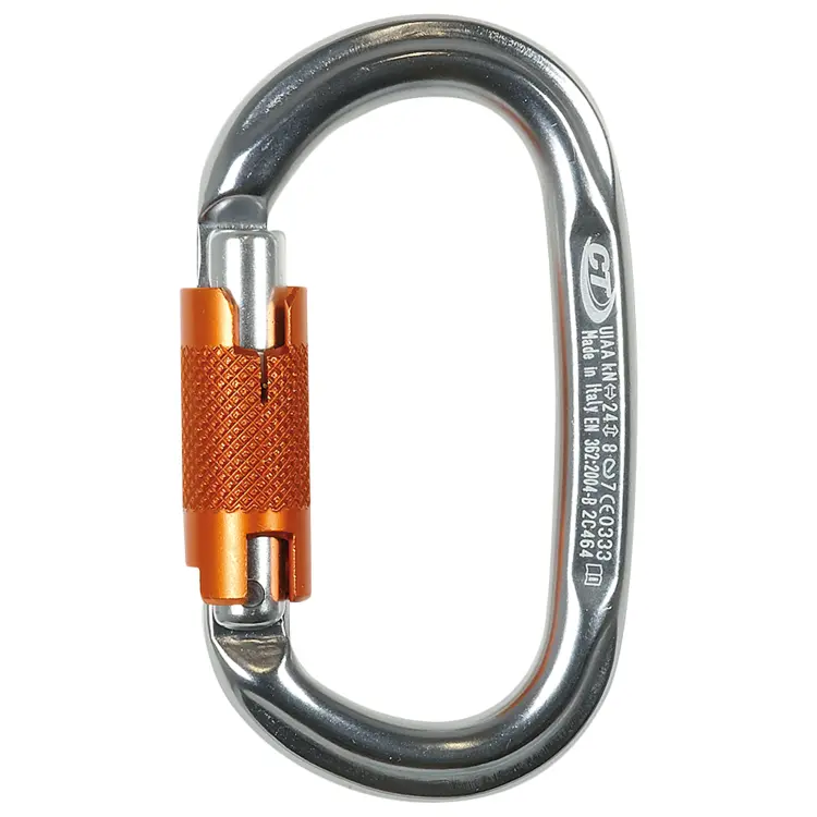 Silver and Orange Metal Carabiner for Climbing