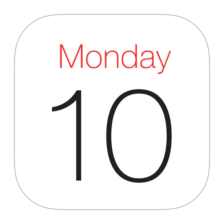 Calendar Icon Showing Monday the 10th
