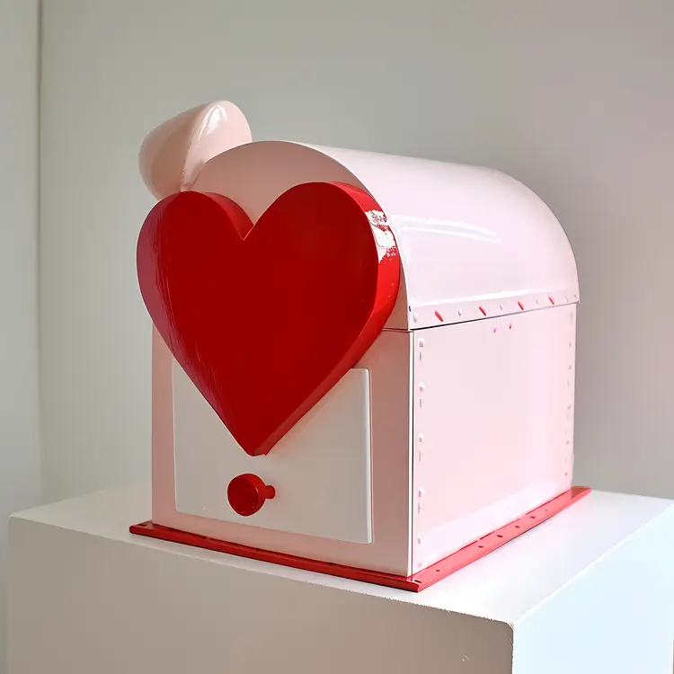 Pink and Red Mailbox with Heart for Valentine's Day