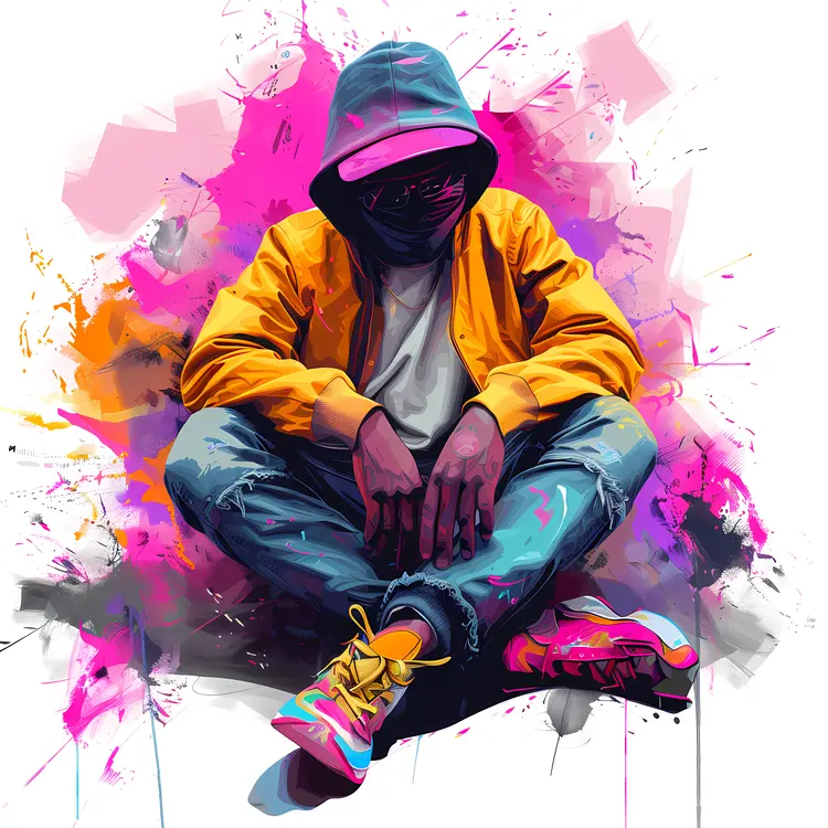 Colorful Urban Portrait of Hooded Person