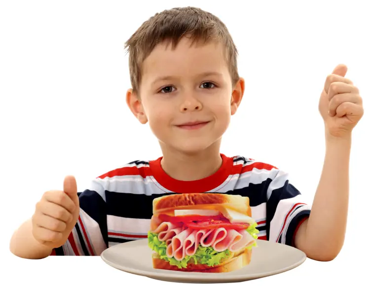 Boy Enjoying a Sandwich