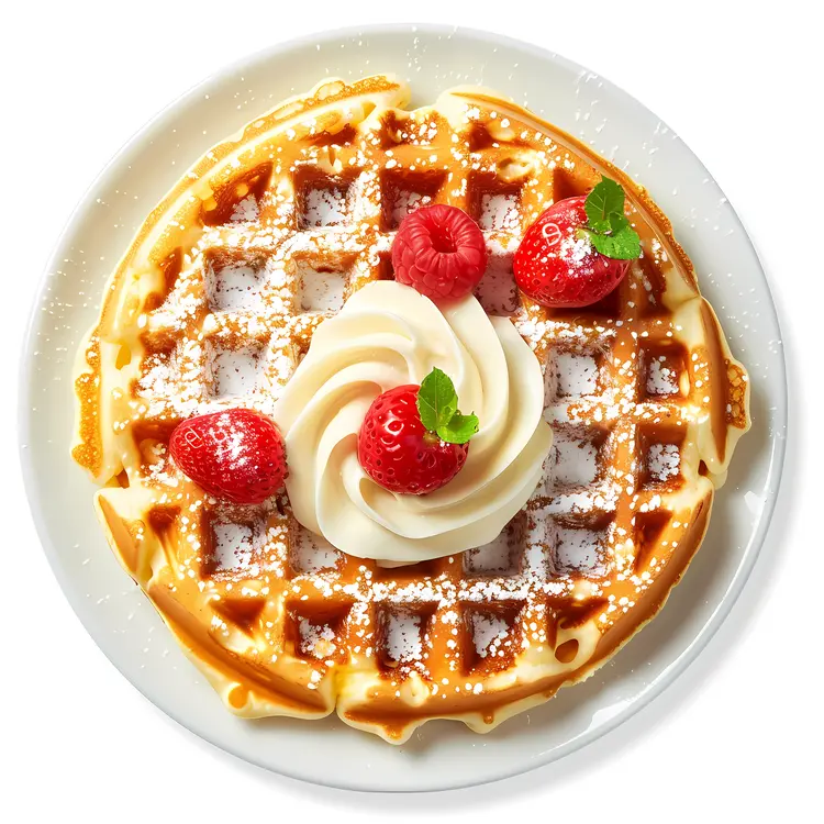 Waffle with Fresh Berries and Cream