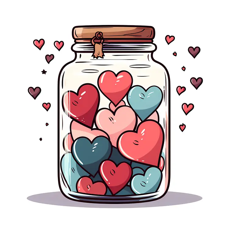 Cute Hearts in a Jar Illustration